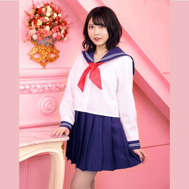 コスプレ セーラー服 リボン 上着 ピンク3本線 女子 学生服 中学 高校