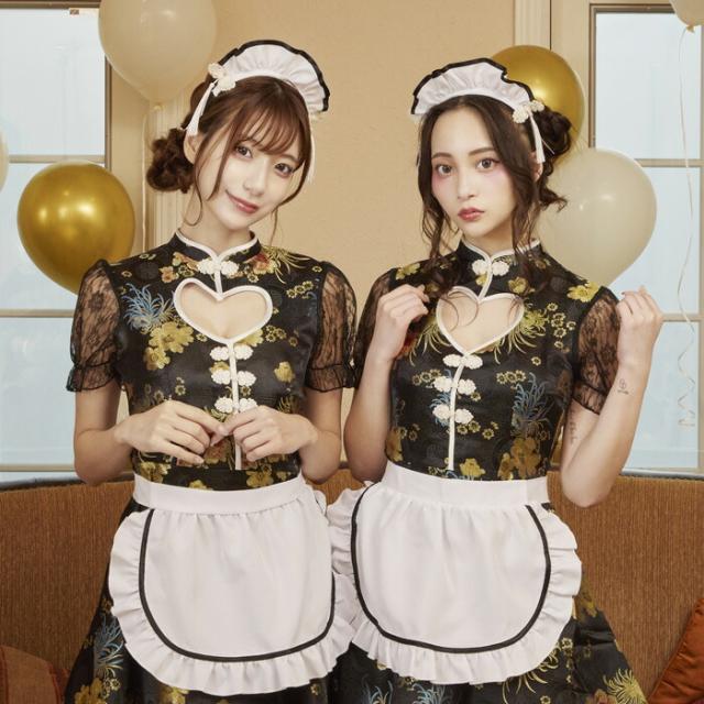 GLOWHOLIC ハートチャイナメイド 黒 ブラック メイド メイド服