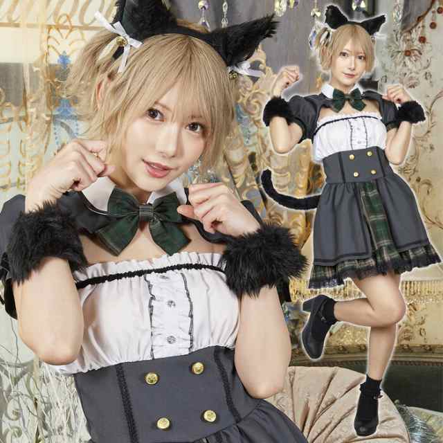 chesse様専用】黒白メイド服 たわい コスプレ衣装（猫耳カチューシャ・しっぽなし）