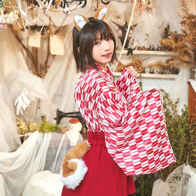 ウサ耳コスチューム セット フリーサイズ ピンク/ブラウン ふさふさ