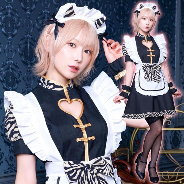 送料無料 INAZUMA鬼girl ハートフリルメイド 篠崎こころ こころ メイド メイド服 カチューシャ ワンピース エプロン カフス トラ柄 節分 せつぶん おに オニ 鬼コス 鬼コスプレ 鬼コスチューム ハロウィン コスプレ コスチューム 衣装 節分コスチューム イベント cs-ja03210の通販は 5,280円