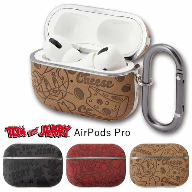 AirPods Pro トムアンドジェリー カラビナ付き エアーポッズ プロ ケース PUレザー カバー ハード ハードケース ソフトケース トム＆ジェリー  トムとジェリー エアーポッズプロ イヤホン AirPodsProケース air pods 収納ケース ワイヤレスイヤホン 保護カバー  s-un-7n045 ...