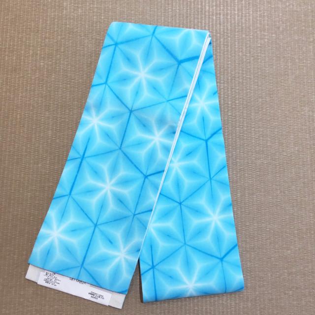 【半巾帯】板締 綿麻 正三角形六花