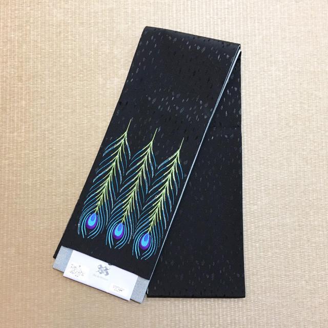 【半巾帯】孔雀 刺繍