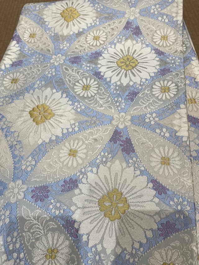 袋帯】西陣となみ織物 白地七宝華紋 青系の通販はau PAY マーケット