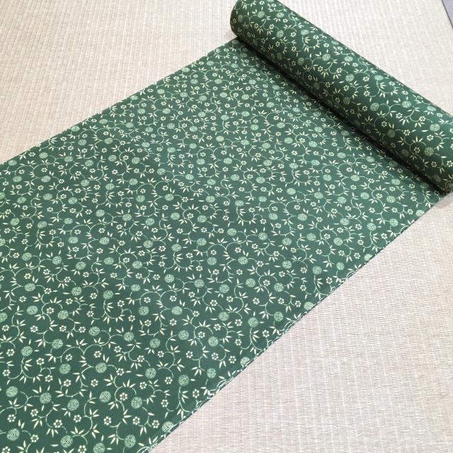【長襦袢】グリーン 花唐草文様