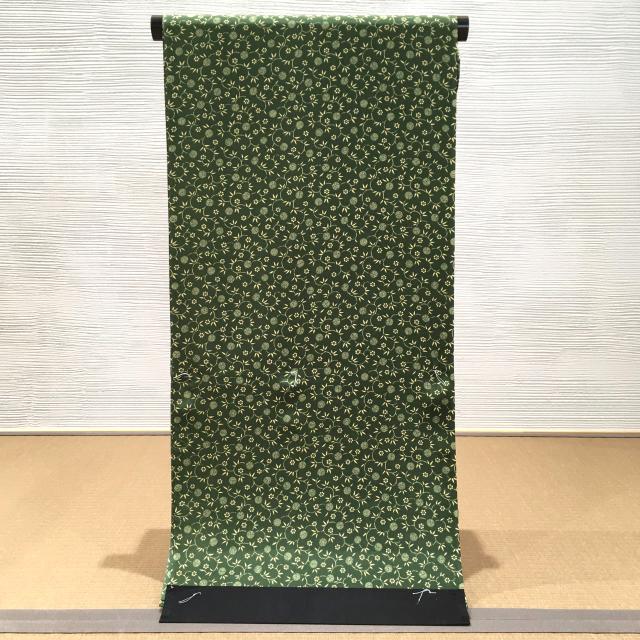 長襦袢】グリーン 花唐草文様