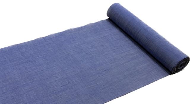 【本麻長襦袢】彩加  青×グレー 本麻長襦袢】彩加 青×グレー