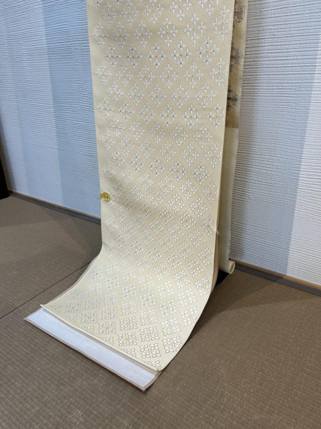 【名古屋帯】ふくい織物　小花柄　六通　九寸帯