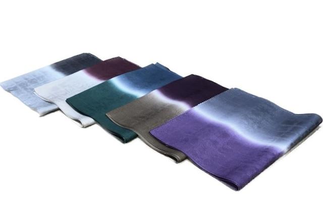 帯揚】縦ボカシ染め分け 墨色×銀鼠 (全5色)