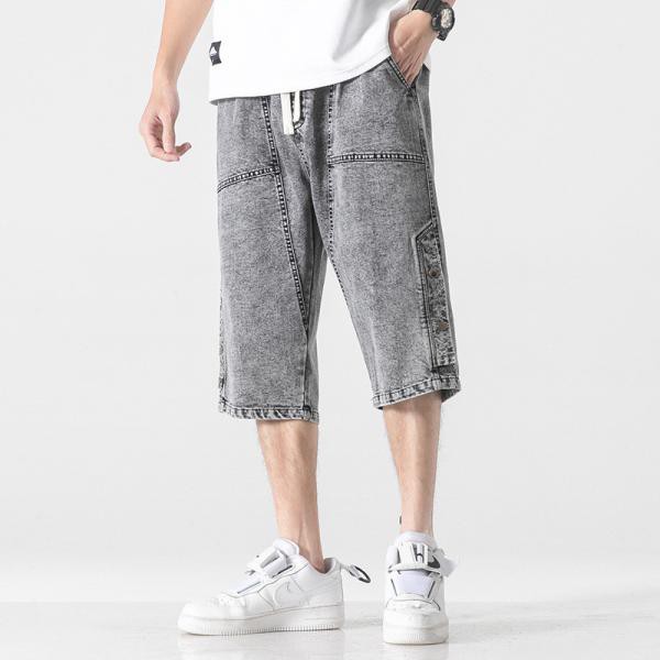 デニムパンツ ショートパンツ メンズ 7分丈 ゆったり スキニー