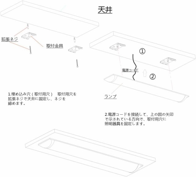 LED蛍光灯 ベースライト 一体型LEDライト 器具一体式 照明器具 20W形