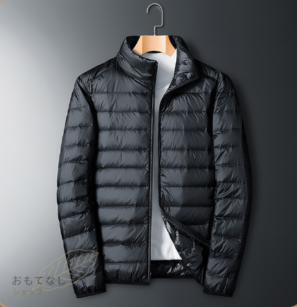 ダウンジャケット メンズ 無地 ハイネック アウター フード付き 撥水