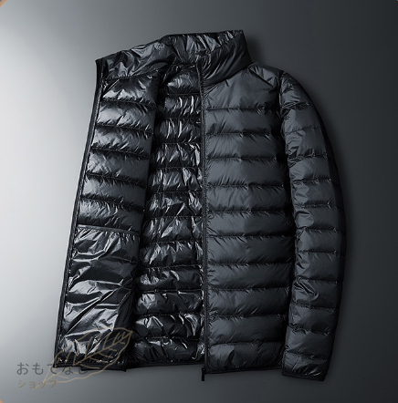 ダウンジャケット メンズ 無地 ハイネック アウター フード付き 撥水