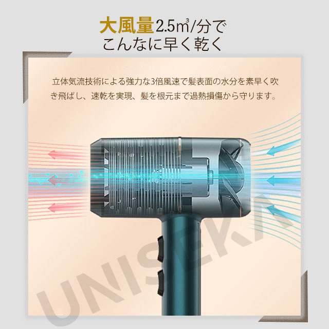 G.01ヘアドライヤー UNISEKA正規品 速乾 大風量 ドライヤー[1vf2 ドライヤー ナノケア 速乾 大風量 マイナスイオン ドライヤー