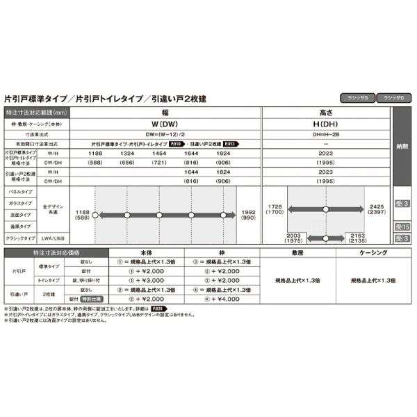 オーダーサイズ リクシル ラシッサＳ 室内引戸 Vレール方式 片引戸標準タイプ ASKH-LGD ノンケーシング枠 W1188〜1992mm×Ｈ1728〜2425mm - 5