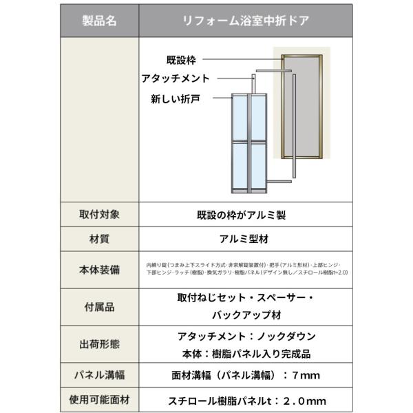 浴室ドア アタッチメント工法 リフォーム浴室中折れドア 特注寸法
