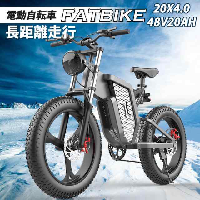 公道走行不可 ファットバイク FAT BIKE 20インチ×4.0 極太タイヤ 電動 