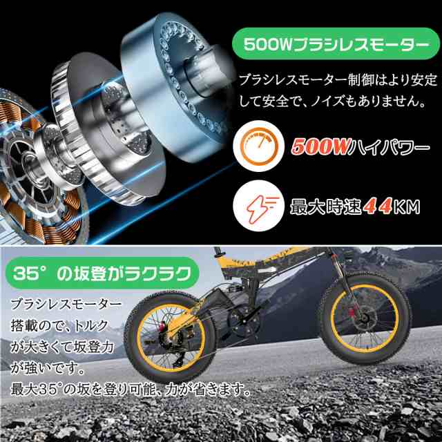 折りたたみ電動自転車 電動 自転車 20インチ ファットバイク フル電動