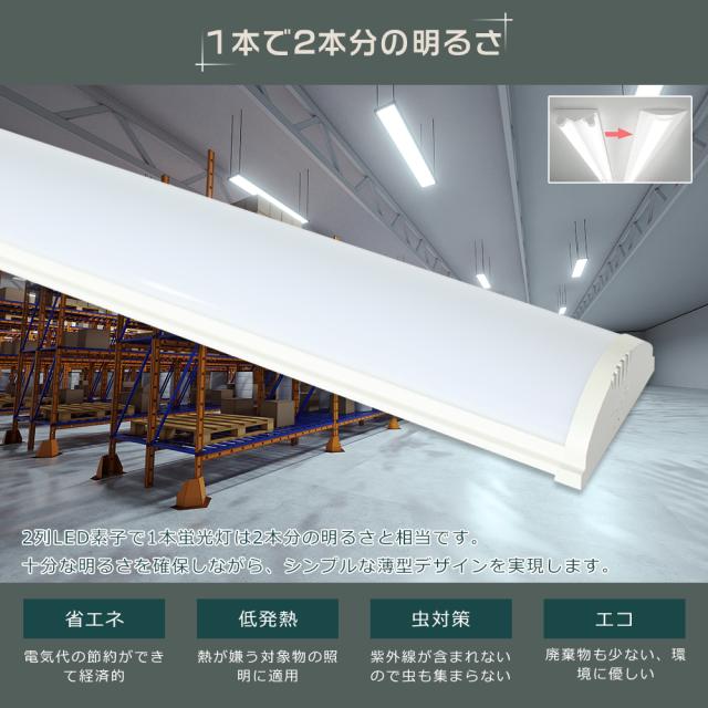 【10台セット】LEDベースライト 120cm LEDベースライト 逆富士形 40W2灯相当 器具一体型 LED蛍光灯 LEDベースライト 消費電力50W 長さ1200mm 全光束10000lm LEDベースライト トラフ おしゃれ 防震 照射角度180° エコ 省エネ 薄型 天井照明 PSE認証済み 色選択可能_2