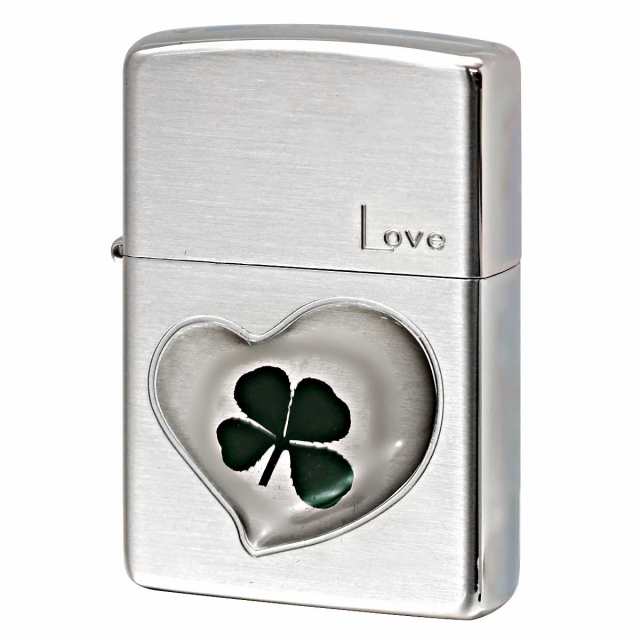 Zippo ジッポライター 四つ葉 クローバー 本物 ラブ Love 愛 銀サテーナ エポ盛り 63260498 プレゼント 贈り物 男性 女性 縁起物の通販は
