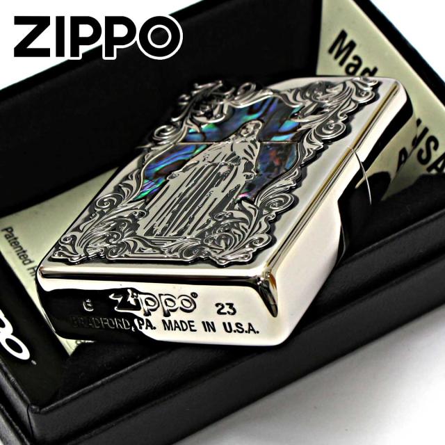Zippo ジッポライター シェル 貝 マリア ニッケルいぶし 63450198 メール便専用商品_3