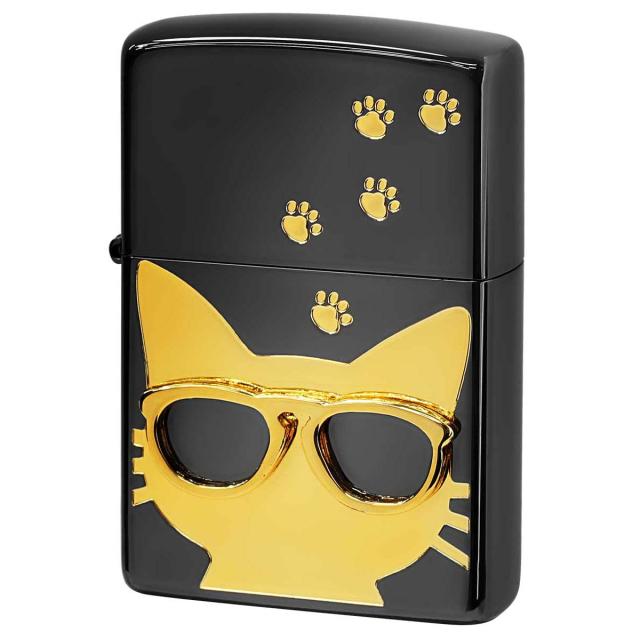 Zippo ジッポライター 猫 ネコ 足跡 サングラス メタル Love Cat ゴールド BdCAT-GD プレゼント 贈り物 女性 かわいいの通販は