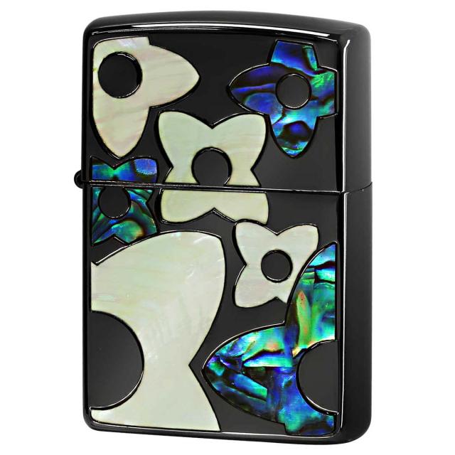 Zippo ジッポライター シェル 貝 インレイ 象嵌 フラワー 花 ブラック Shell Flower BK 1201S836 プレゼント 贈り物 女性 かわいい 高級の通販は