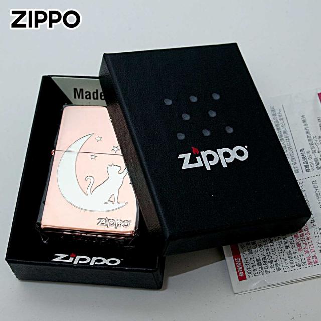 Zippo ジッポライター 月 ネコ シルエット 月と猫 ピンクゴールド PKG 1201S878 メール便専用商品_4