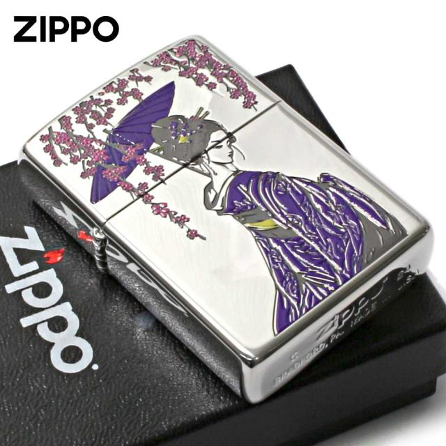 Zippo ジッポライター 芸者 GEISHA 和柄 藤色 1201S898 メール便専用商品