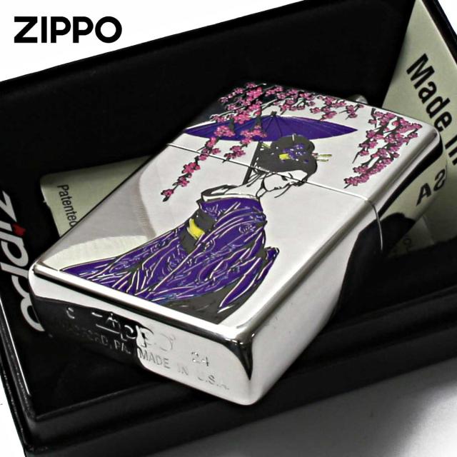 Zippo ジッポライター 芸者 GEISHA 和柄 藤色 1201S898 メール便専用商品_3