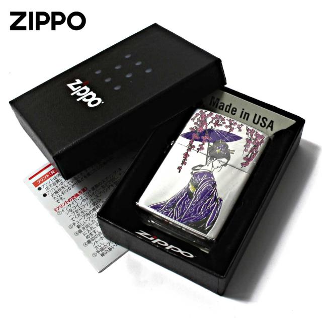 Zippo ジッポライター 芸者 GEISHA 和柄 藤色 1201S898 メール便専用商品_4