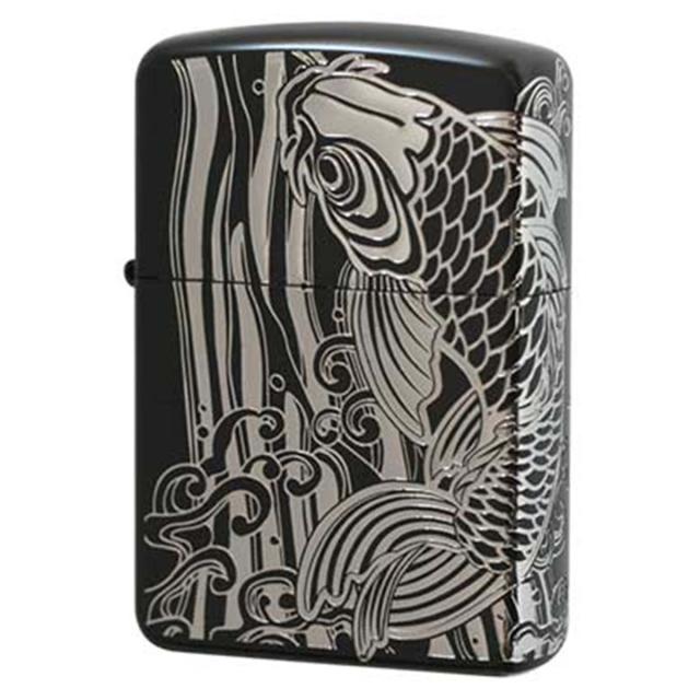 Zippo ジッポライター アーマー 鯉 カープ 昇鯉 ブラックマット 銀差し ARMOR Black Matte Silver Inlay BM-S プレゼント 贈り物 男性 かっこいい 縁起物の通販は