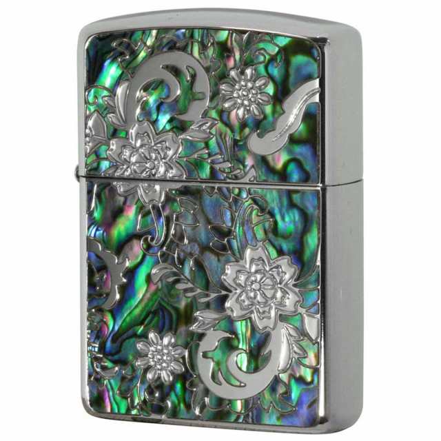 Zippo ジッポライター アーマー シェル 貝 花 インレイ 象嵌 モザイクシェル ARMOR Mosaic Shell Diano Silver B プレゼント 贈り物 女性 高級の通販は
