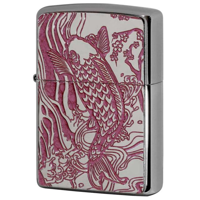 Zippo ジッポライター 鯉 カープ ピンク ＃200 メタルプレート 両面加工 ニッケルメッキ 2MPP-Carp PK プレゼント 贈り物 男性 かっこいい 縁起物 メール便可の通販は