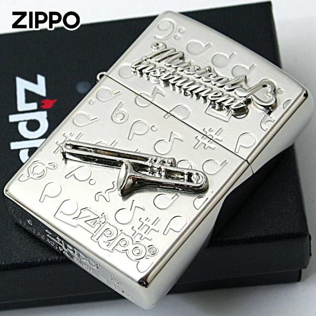 Zippo ジッポライター トロンボーン 楽器 メタル Musical instrumet White Nickel SATIN WNS-トロンボーン メール便専用商品