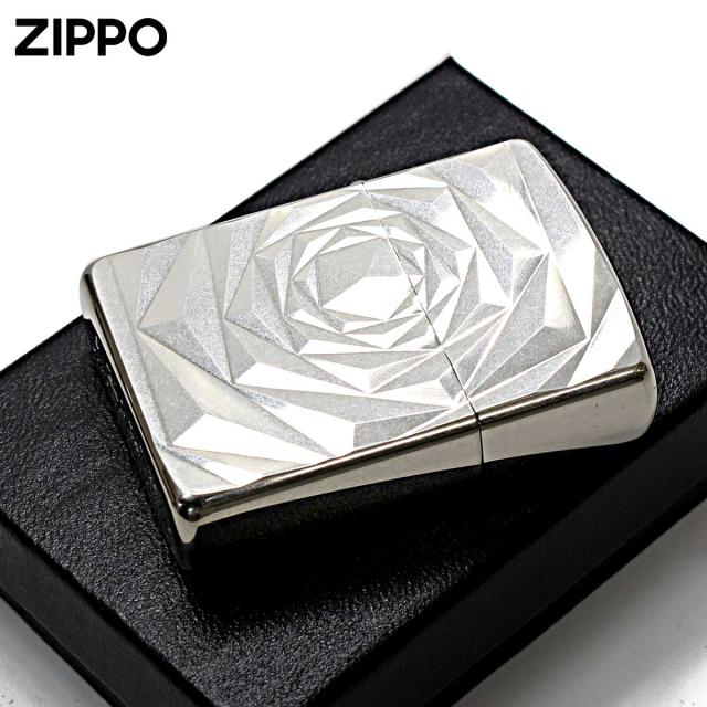Zippo ジッポライター アーマー ローズ 薔薇 バラ ホワイトニッケル バレル加工 ARMOR Shimmer Rose Nバレル メール便専用商品