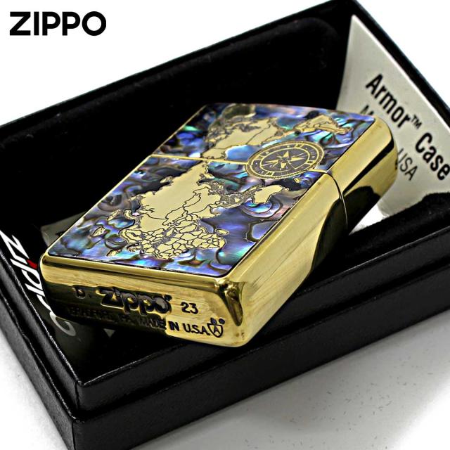 Zippo ジッポライター アーマー シェル 貝 地図 ワールドマップ ARMOR SHELL WORLD MAP ブラスいぶし BO メール便専用商品_3