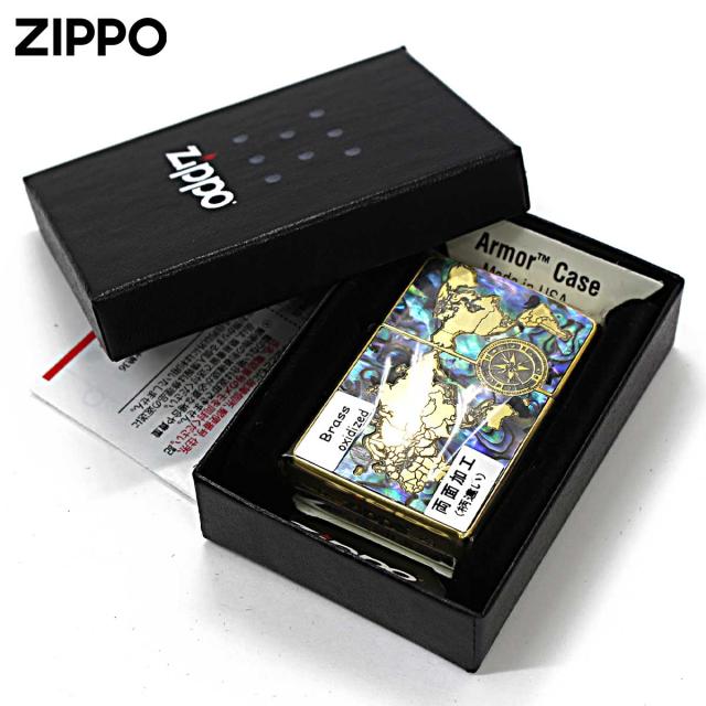 Zippo ジッポライター アーマー シェル 貝 地図 ワールドマップ ARMOR SHELL WORLD MAP ブラスいぶし BO メール便専用商品_4