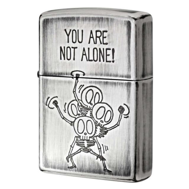 Zippo ジッポライター スカル 骸骨 ユーズド仕上げ FUNNY SKULL You are not alone. 君はひとりじゃない 2UDS-ALONE プレゼント 贈り物 男性 女性 かわいい メール便可の通販は
