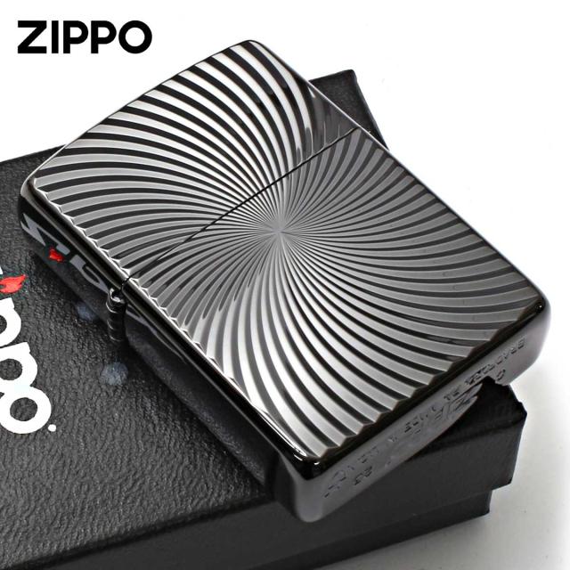 Zippo ジッポライター アーマー 彫刻 WAVE ウェーブ 模様 両面加工 チタニュームコーティング ブラック 62TIBK-WAVE メール便専用商品
