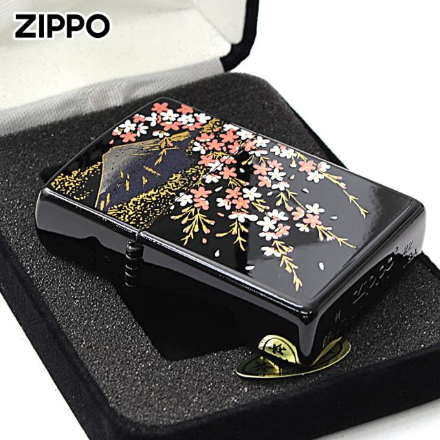 Zippo ジッポライター 本金蒔絵 富士桜 伝統工芸 和柄 ゴールドタンク 2LA-FUJISAKURA メール便専用商品
