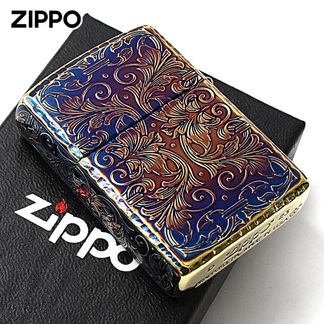 Zippo ジッポライター アーマー 5面 アラベスク 唐草 コーナーリューター ロゴ ゴールド シリアル番号 162GI-Z5KARART メール便専用商品_1