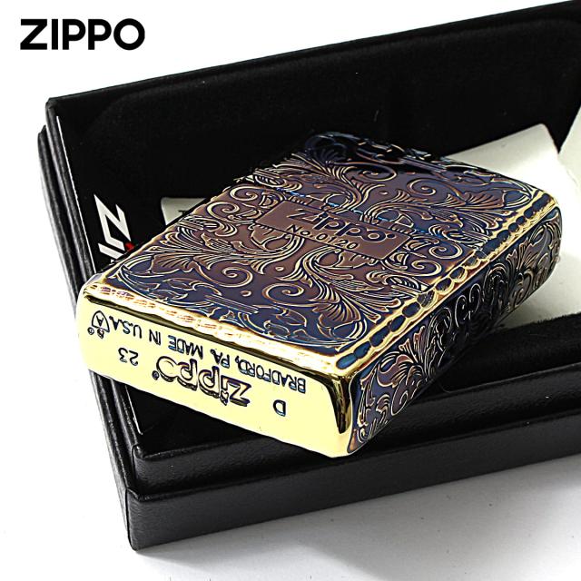 Zippo ジッポライター アーマー 5面 アラベスク 唐草 コーナーリューター ロゴ ゴールド シリアル番号 162GI-Z5KARART メール便専用商品_3