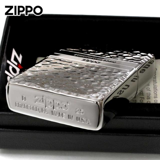 Zippo ジッポライター ハンマートーン 槌目 ジッポ ロゴ 銀メッキ HAMMER TONE ZIPPO LOGO 2S-ZHAMMER メール便専用商品_3