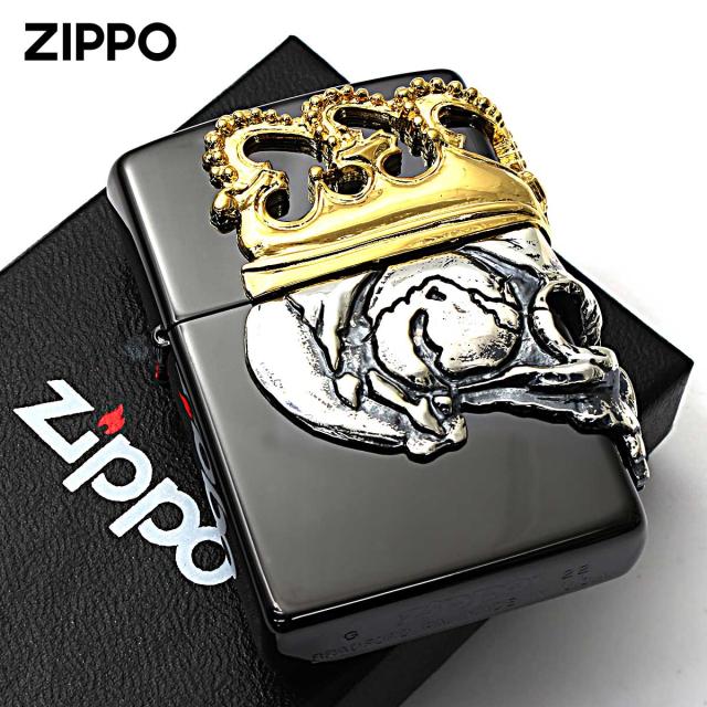 Zippo ジッポライター スカル ドクロ 骸骨 スカルクラウン メタル チタンブラック Skull Crown BBZ-スカルKA2 メール便専用商品