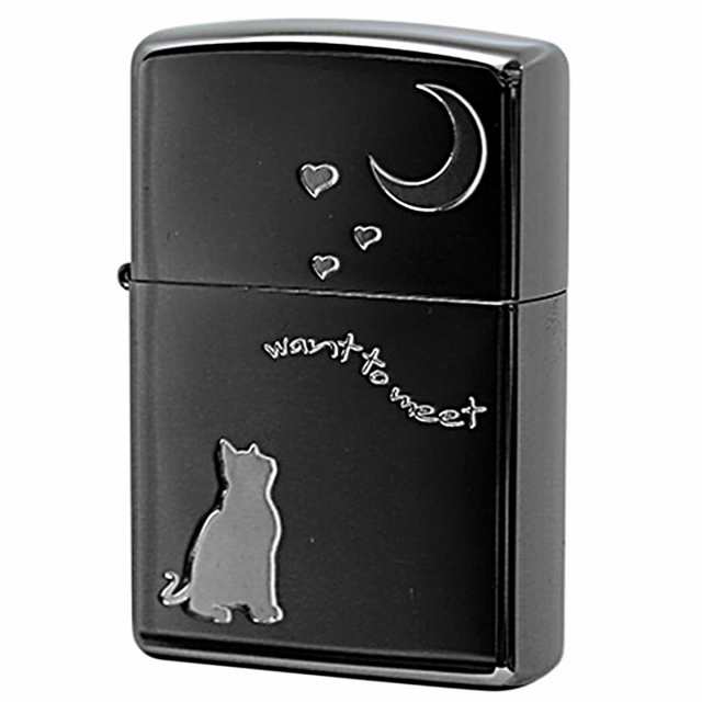 Zippo ジッポライター ネコ 猫 Cat 月 Moon シルエット ブラックニッケル CAT in LOVE 2CAT-BNA プレゼント 贈り物 女性 かわいいの通販は