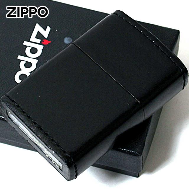 Zippo ジッポライター 革巻き 本革 コードバン 馬 ホース 黒 ブラック メール便専用商品