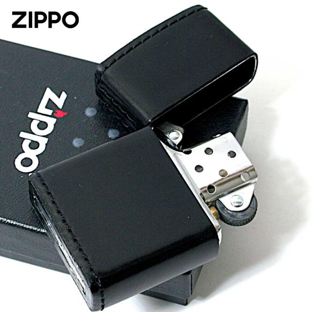 Zippo ジッポライター 革巻き 本革 コードバン 馬 ホース 黒 ブラック メール便専用商品_2