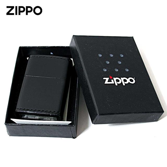 Zippo ジッポライター 革巻き 本革 コードバン 馬 ホース 黒 ブラック メール便専用商品_4